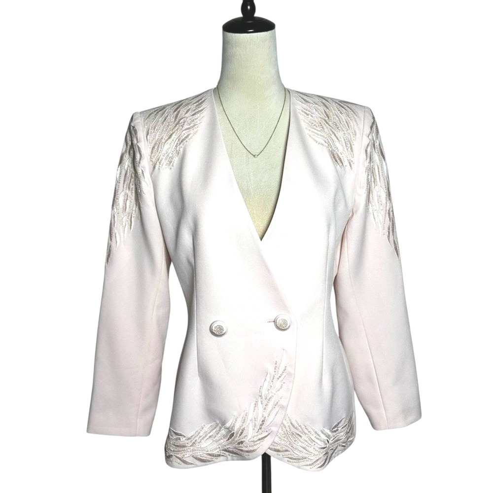 John Meyer of Norwich Embellished Blazer‎ Jacket 8P | Baby Pink Formal Evening